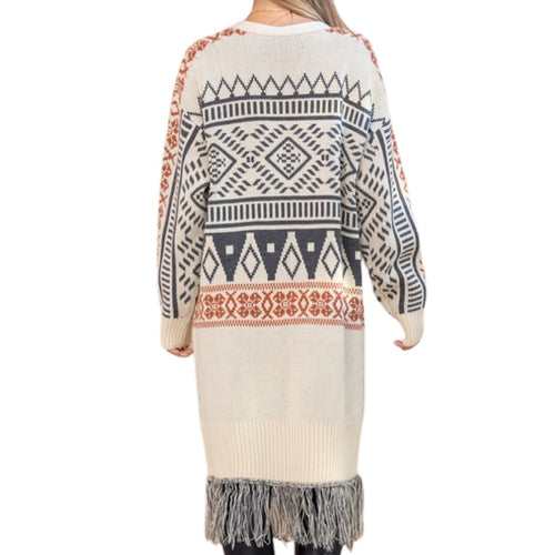 Cowgirl Way Aztec Frayed Cardigan - PREVENTE