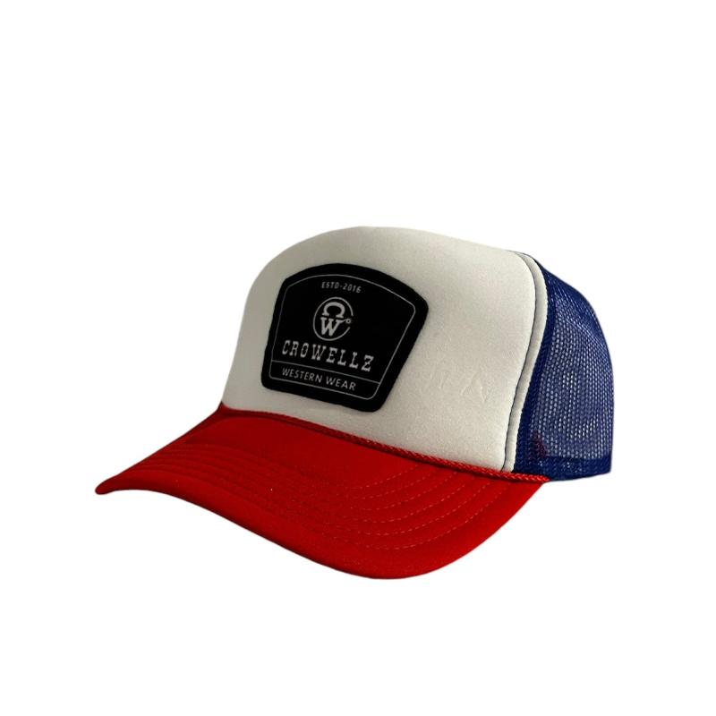 Casquette Trucker Crowellz à Profile Moyen Bleu Blanc Rouge