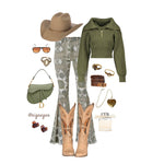 Cowgirl Way Flare Jeans - Olive