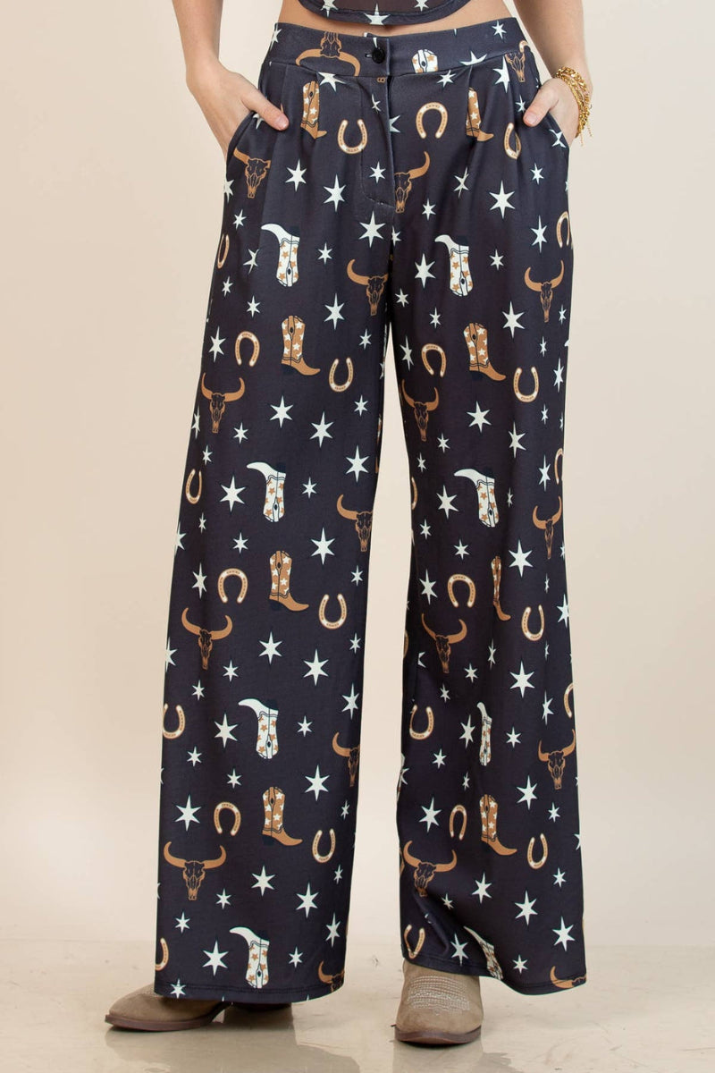Cow Head Print Slack Pants - Presale