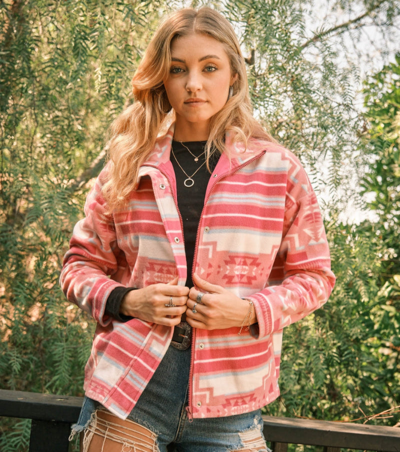 Pink Soft Zip Up Jacket