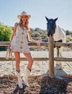 Studded Western Buckle Stretch Denim Dress - PREORDER