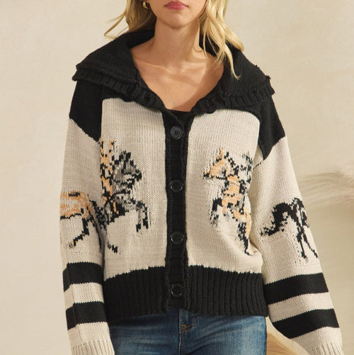 Sweater with Horse Print-Presale