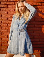 Western Buckle Wrap Denim Dress - Presale