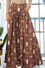 Western Farm Fabric Flare Wide Leg Palazzo Pants - Presale