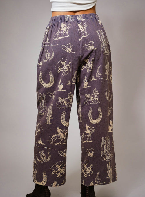 Western Motif Wide Leg Pants - Presale