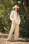 Western Printed Quilted Shacket-White/Tan-Presale