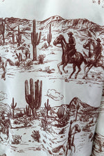 Western Running Cowboy Print Blouse-Presale