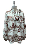 Western Running Cowboy Print Blouse-Presale