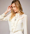 Ruffle Front Button Up Blouse-Presale
