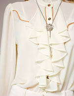 Ruffle Front Button Up Blouse-Presale