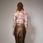 Western Horse Mesh Mock Neck Top - Presale
