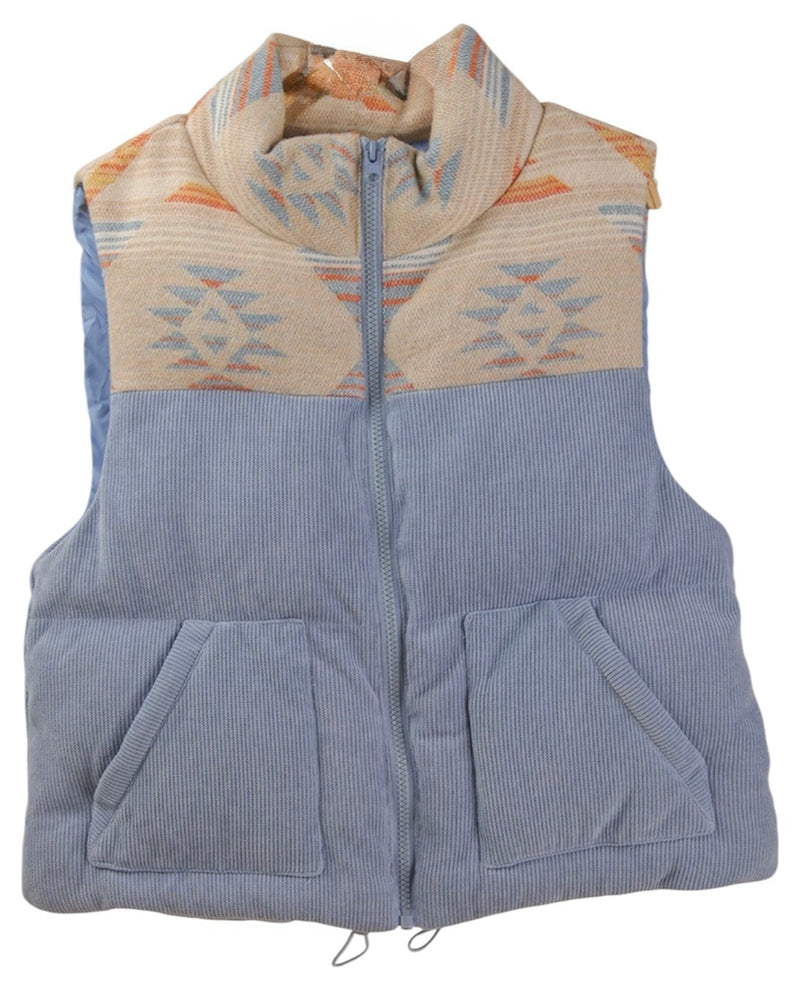Aztec Corduroy Puffer Vest- PRESALE